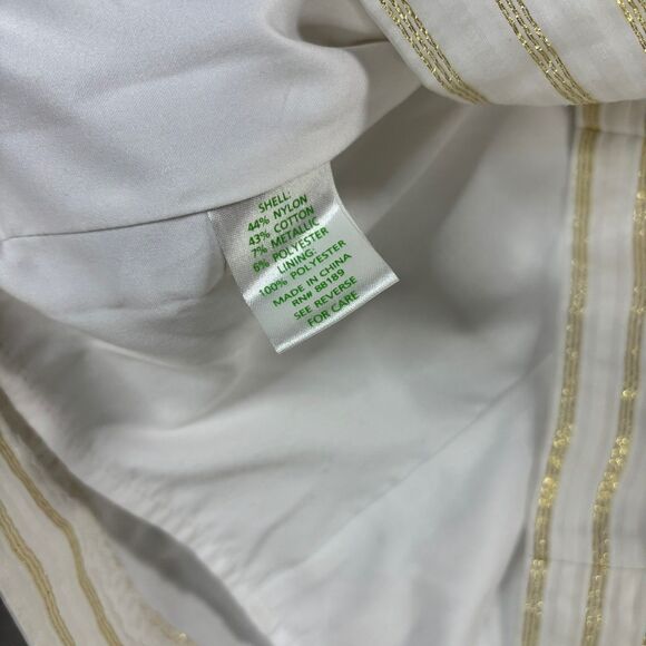 Lilly Pulitzer Henley Spring Summer Dress Gold Metallic Stripe Organza Women’s 0 - Picture 13 of 16